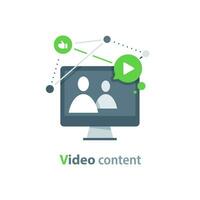 Video blogging concept,internet marketing and advertising,watching stream tv, viral video vector