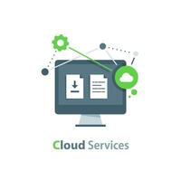 Cloud services and technology,data exchange, online network concept,storage solution vector