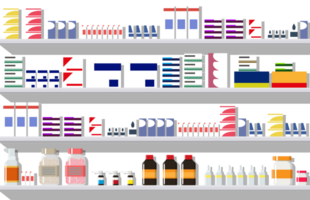 Modern interior of pharmacy. png