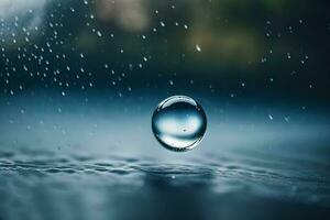 AI generated a drop of water is seen in the rain photo