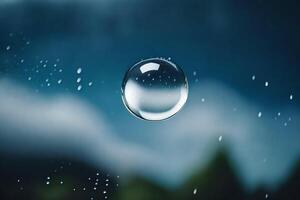 ai generado un soltar de agua es mostrado en un nublado cielo foto