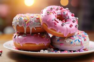 AI generated Donuts rose color 2 photo