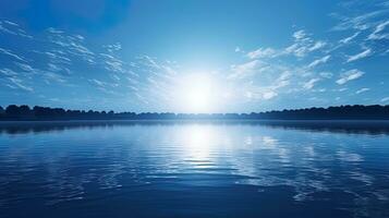 AI generated Reflection of azure light in digital lake photo