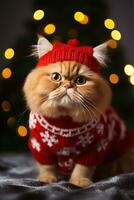 ai generado persa gato suéter foto