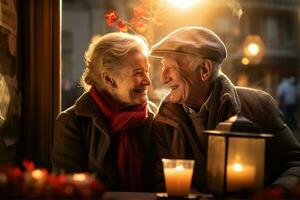 AI generated Elderly Couple valentine day photo