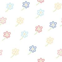 Seamless pattern of cute pastel flower on white background.Nature.Floral.Minimal style.Baby clothing.Print screen.Kawaii.Vector.Illustration.Illustrator. vector