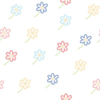 Seamless pattern of cute pastel flower on white background.Nature.Floral.Minimal style.Baby clothing.Print screen.Kawaii.Vector.Illustration.Illustrator.