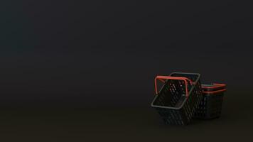 Black and red Shopping Basket and Shopping Cart. Black Friday sale background. for banner and poster 3d rendering photo