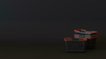 Black and red Shopping Basket and Shopping Cart. Black Friday sale background. for banner and poster 3d rendering photo