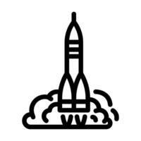 rocket launch space exploration line icon vector illustration