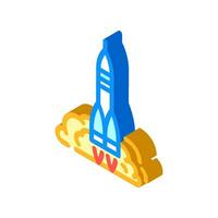 rocket launch space exploration isometric icon vector illustration