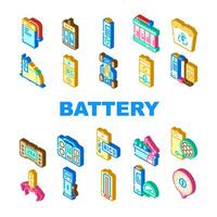 battery technology power electric icons set vector