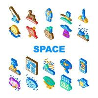 space exploration planet icons set vector