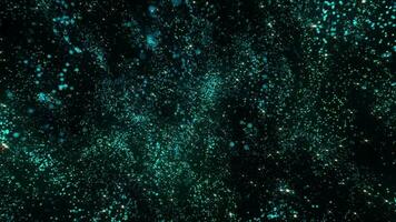 3D flyby of the chamber through abstract luminous particles. Starry sky. video