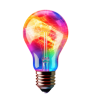 AI generated rainbow light bulb graphics png