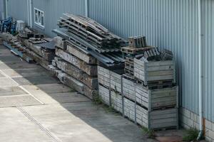 wooden boxes and packaging at a storage shed photo