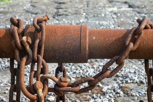 rusty anchor chain in the sun photo