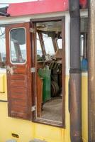 Steering cabin of fishing boat in harbor photo