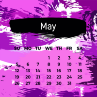 Page for may 2024 year. Square calendar planner for a month. Purple background. Design template for layout png