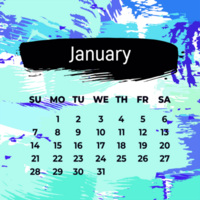 bladzijde voor januari 2024 jaar. plein kalender ontwerper voor een maand. blauw achtergrond. ontwerp sjabloon voor lay-out png