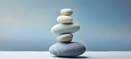 AI Generated stack of blue and white stone. Stone Balance photo