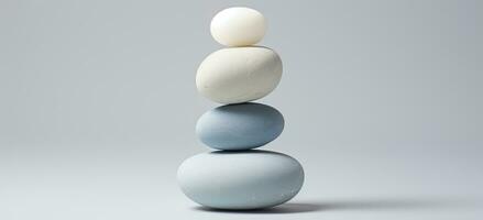 AI Generated stack of blue and white stone. Stone Balance photo