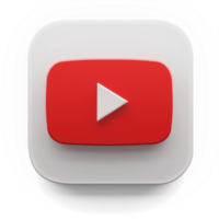 youtube app logo in big sur style 3d render icon design concept element isolated transparent background png