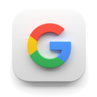 Google aplicativo logotipo dentro grande sur estilo 3d render ícone Projeto conceito elemento isolado transparente fundo png