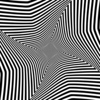 Black and white optical illusion. Abstract wavy stripes pattern vector