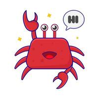 crab with say hi in speech bubble illustration vector