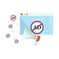 no ads in monitor with megaphone illustration vector