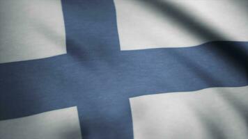 Realistic flag of Finland on the wavy surface of fabric. This flag can be used in design photo