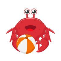 crab with ball balloon illustration vector