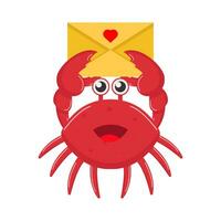 crab with mail illustration vector