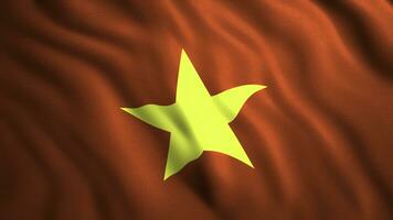 The flag of Vietnam.Motion.The red flag of Vietnam with a yellow star in the middle. photo