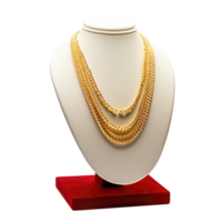 AI generated Gold necklace on a white mannequin isolated. 3d render, Generative Ai png