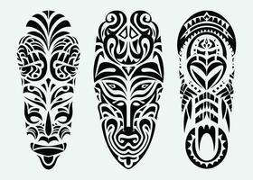 Hand drawn set of tattoo sketch maori style for leg or shoulder vector