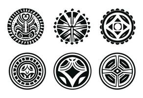 Round Maori tattoo ornament african maya aztec ethnic tribal style vector