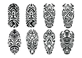 Hand drawn set of tattoo sketch maori style for leg or shoulder vector