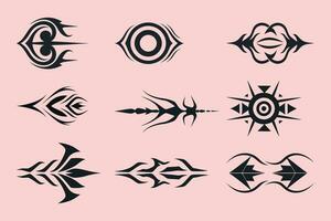 Flat tribal tattoo borders element vector