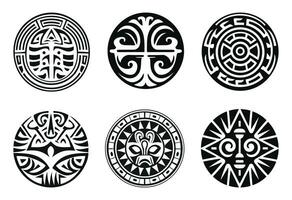 Round Maori tattoo ornament african maya aztec ethnic tribal style vector