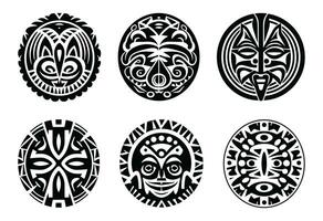 Round Maori tattoo ornament african maya aztec ethnic tribal style vector