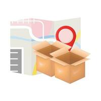 box, location with maps illustration vector