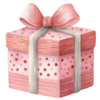 AI generated Cute Pink Watercolor Gift Box Clipart, Festive Holiday Creations, Generative Ai png