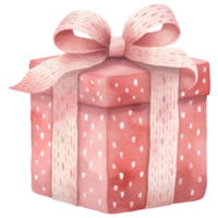 AI generated Cute Pink Watercolor Gift Box Clipart, Festive Holiday Creations, Generative Ai png