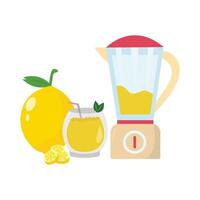 lemon juice in blender with lemon illustration vector