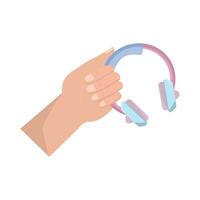 headphone in hand illustration vector