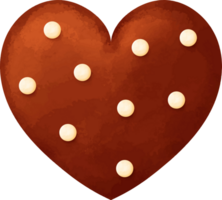Watercolor Chocolate Heart Cookie Illustration png