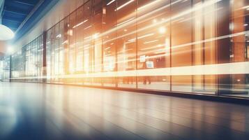 AI generated Generative AI, shopping mall empty, motion blur, blurred abstract background photo