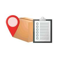 box, location with task list illustration vector